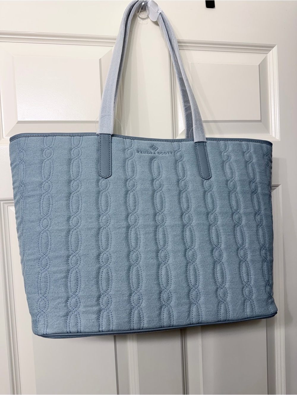 Kendra Scott Sky Blue Cable-Knit Tote